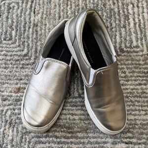 Tommy Hilfiger Metallic Silver Slip-On Sneakers
